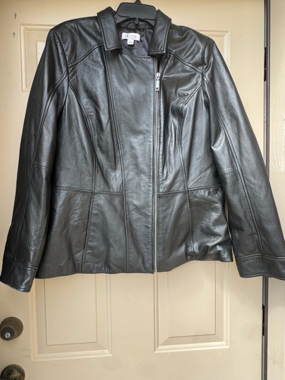 Denim&Co Black Leather Zip-Front Women's Jacket